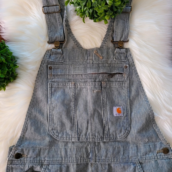 Carhartt RUGGED FLEX® RELAXED FIT DENIM RAILROAD STRIPE BIB OVERALLS - Picture 5 of 14